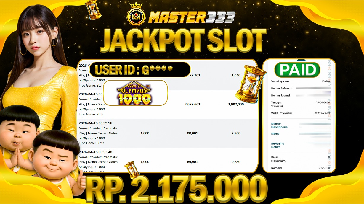 JACKPOT Rp 2.175.000 JUTA DIMASTER333 LANGSUNG BAYAR LUNAS